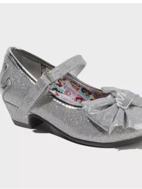 Toddler Girls' Disney Mary Jane Heels - Silver 10T: Adjustable Strap, Block Heel